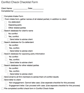 conflict checklist form